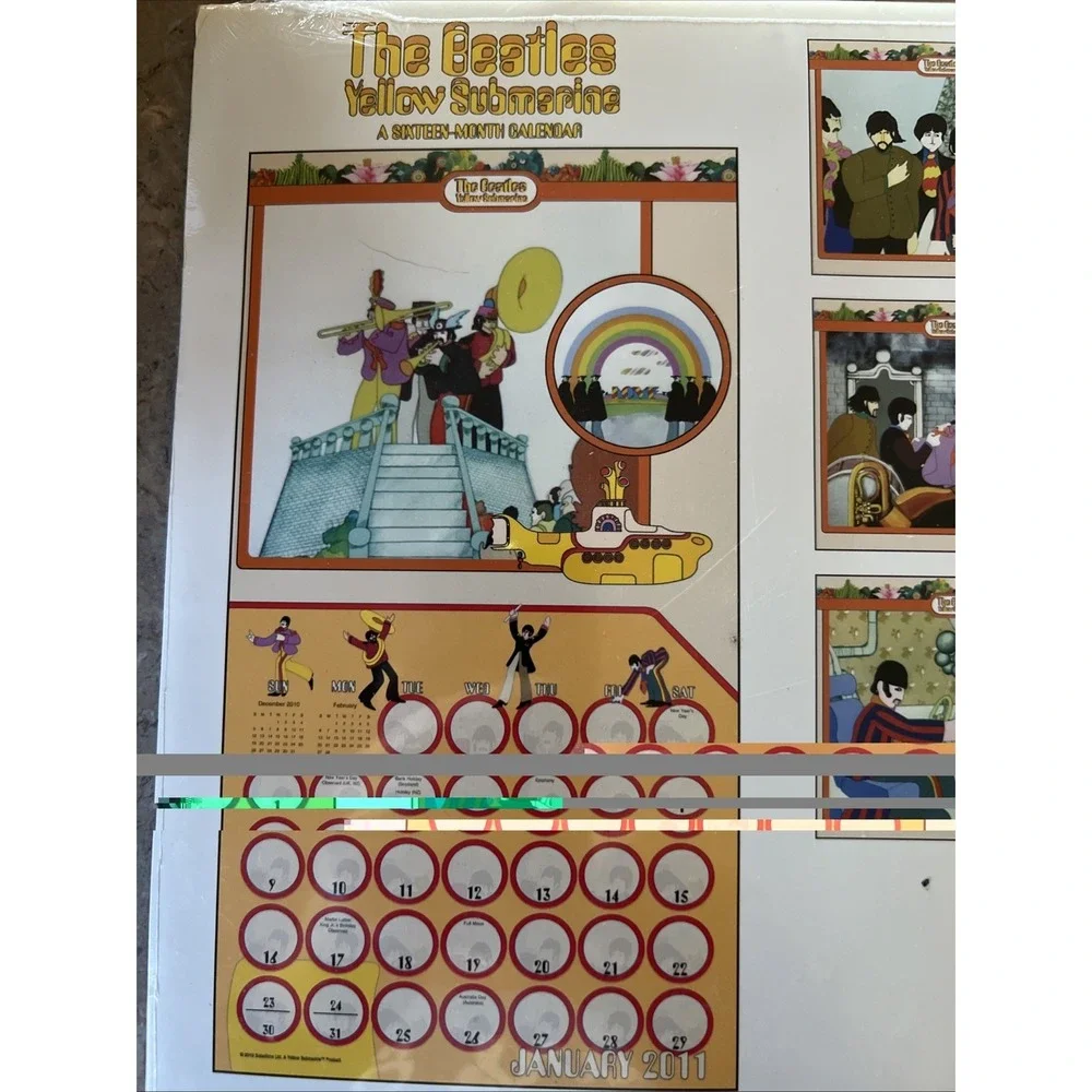 Vintage The Beatles 2010 YELLOW SUBMARINE 16 MONTH Calendar Sealed